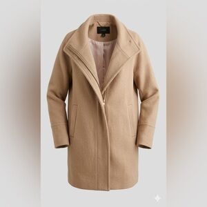 J.Crew Stadium Cloth Wool Coat / Tan Zip Front Jacket Size 4